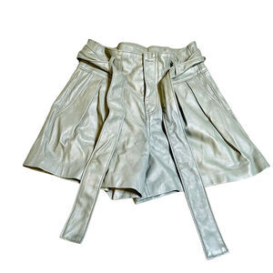 Blank NYC Size 24 Green Pleather Shorts Tie Paperbag Spring Summer Chic Trendy